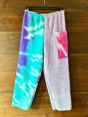 Towel pants tie dye and purple